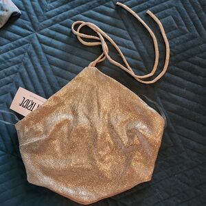 12th Tribr Gold Glittery Halter Top